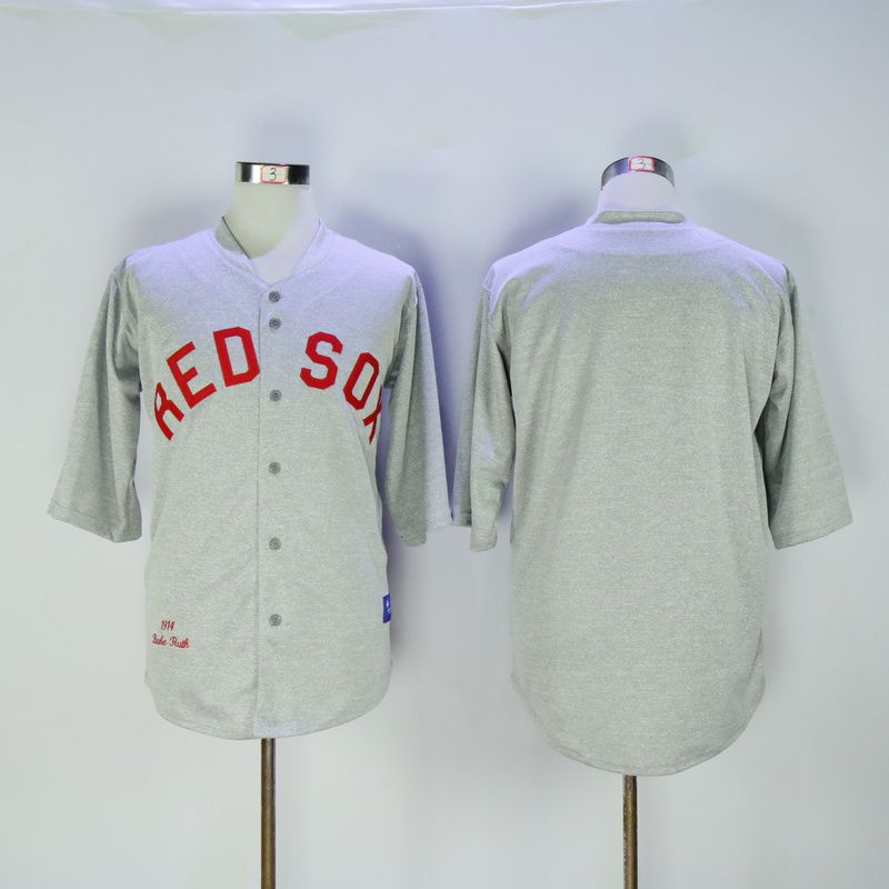 Men Boston Red Sox Blank Grey Throwback 1914 MLB Jerseys
